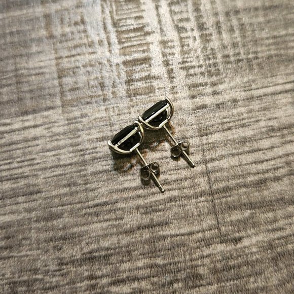 Black Cz Earrings 925 Sterling Silver 6MM Stud Earrings for Women - Picture 5 of 10